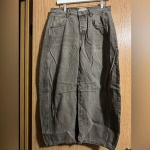 We The Free Gray Denim Barrel Jeans